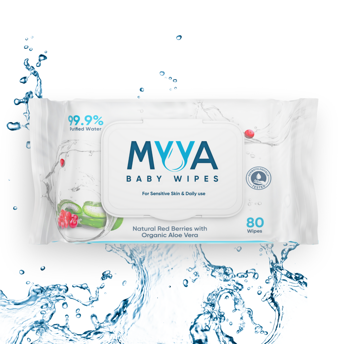 80 Count Pack of Myya Baby Wipes for Sensitive Skin